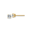 14k Yellow Gold Stud Earrings with Round Moissanite Solitaire in Four Prong Setting