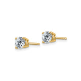14k Yellow Gold Stud Earrings, Round Cut Moissanite, Classic Four Prong Setting, Minimalist Style