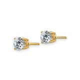 14k Yellow Gold Stud Earrings with Moissanite, Solitaire Classic Design for Women
