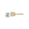 14k Yellow Gold Stud Earrings with Round Cut Moissanite, Classic Four Prong Solitaire Design