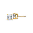 14k Yellow Gold Princess Cut Moissanite Stud Earrings, Solitaire, Minimalist Design