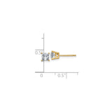 14k Yellow Gold Stud Earrings with Princess Cut Moissanite in Four Prong Setting