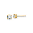 14k Yellow Gold Stud Earrings with Cushion Cut Moissanite in Four Prong Setting