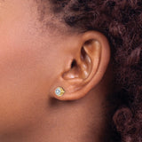 14k Yellow Gold Stud Earrings with Round Moissanite, Solitaire Four-Prong Classic Design