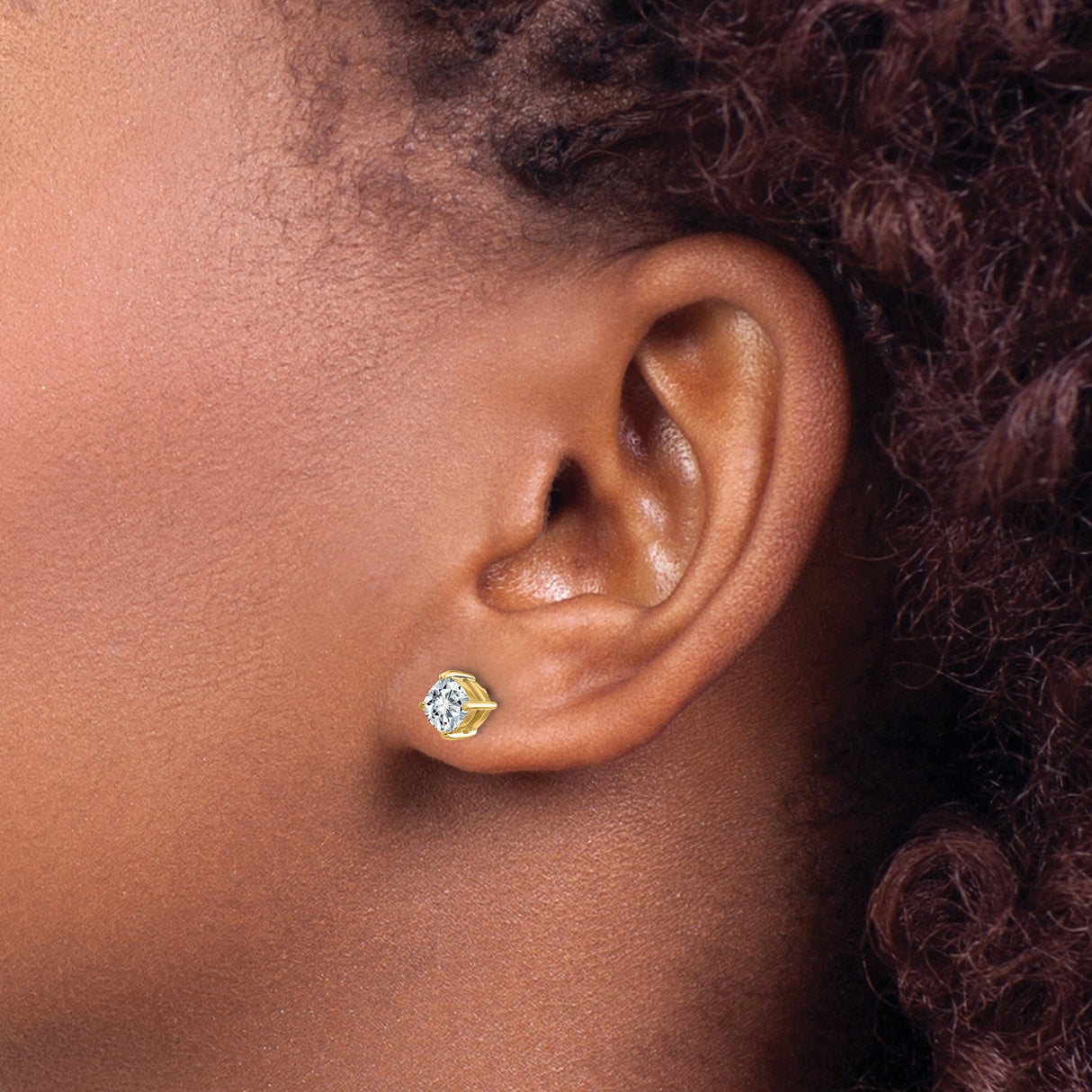 14k Yellow Gold Stud Earrings with Moissanite in Classic Four Prong Setting