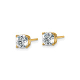 14k Yellow Gold Stud Earrings with Round Moissanite, Four-Prong Minimalist Design for Women
