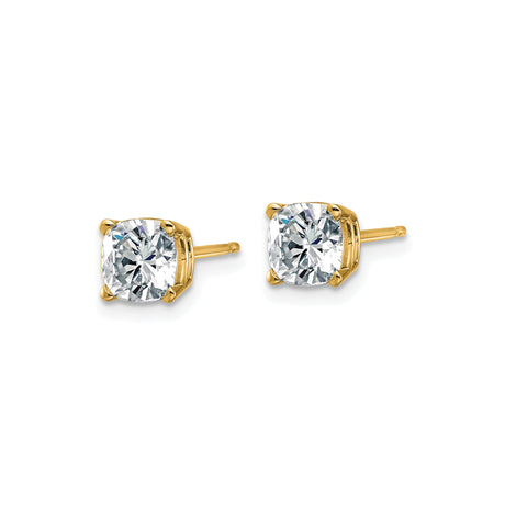 14k Yellow Gold Stud Earrings with Round Moissanite, Four-Prong Minimalist Design for Women