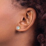 14k Yellow Gold Stud Earrings with Cushion Cut Moissanite in Four Prong Setting