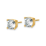 14k Yellow Gold Moissanite Stud Earrings, Cushion Cut with Four-Prong Setting, Classic Style