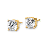 14k Yellow Gold Cushion Cut Stud Earrings with Solitaire Moissanite Prong Setting