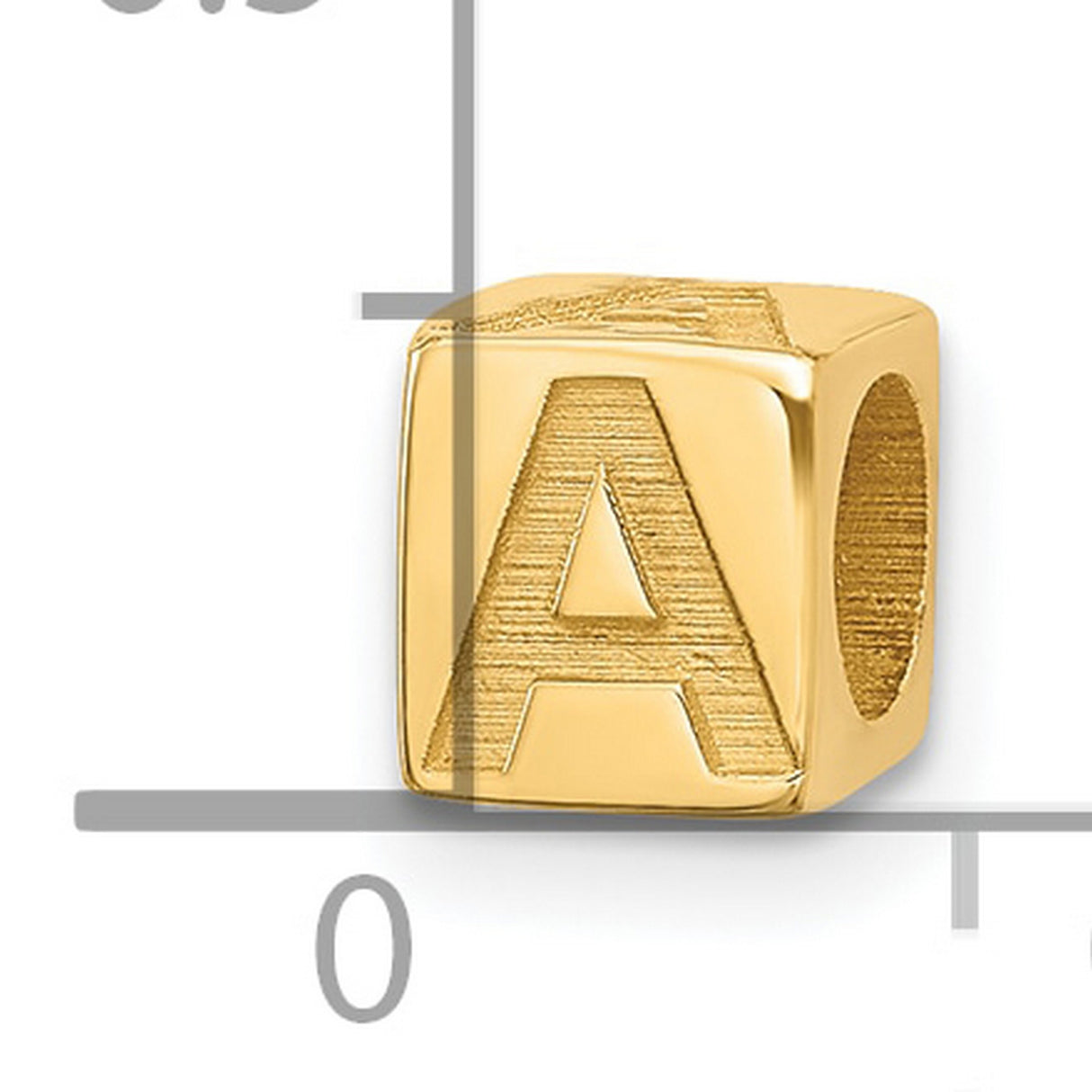 Alphabet Bead Letter A Charm Pendant in Real 14k Yellow Gold
