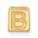 Alphabet Bead Letter B Charm Pendant in Real 14k Yellow Gold