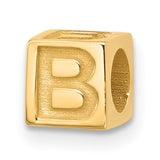 Alphabet Bead Letter B Charm Pendant in Real 14k Yellow Gold