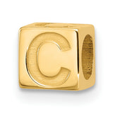 Alphabet Bead Letter C Charm Pendant in Real 14k Yellow Gold
