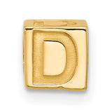 Alphabet Bead Letter D Charm Pendant in Real 14k Yellow Gold