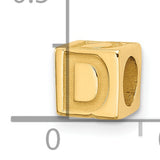 Alphabet Bead Letter D Charm Pendant in Real 14k Yellow Gold