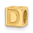 Alphabet Bead Letter D Charm Pendant in Real 14k Yellow Gold