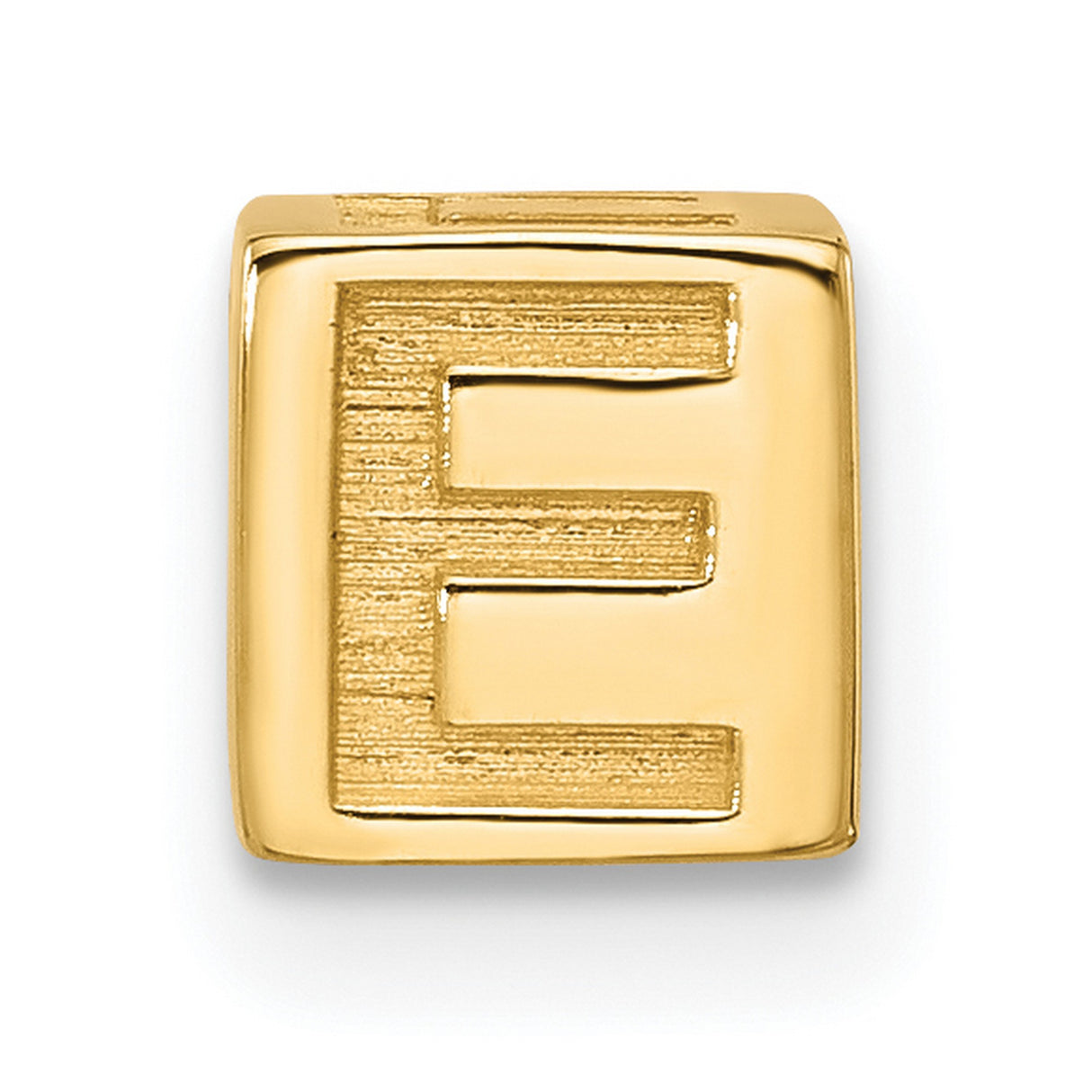 Alphabet Bead Letter E Charm Pendant in Real 14k Yellow Gold