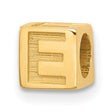 Alphabet Bead Letter E Charm Pendant in Real 14k Yellow Gold