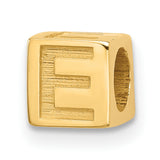 Alphabet Bead Letter E Charm Pendant in Real 14k Yellow Gold