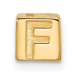 Alphabet Bead Letter F Charm Pendant in Real 14k Yellow Gold