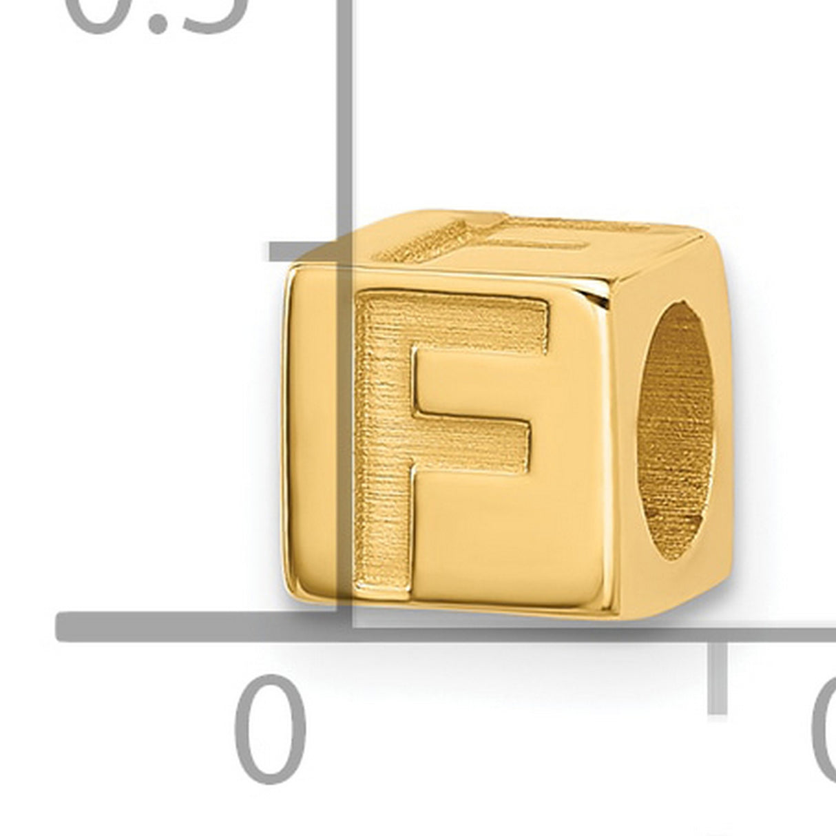 Alphabet Bead Letter F Charm Pendant in Real 14k Yellow Gold