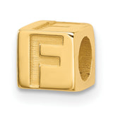 Alphabet Bead Letter F Charm Pendant in Real 14k Yellow Gold