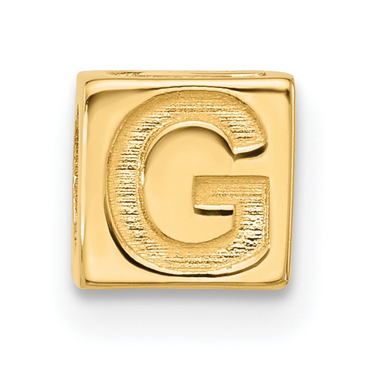 Alphabet Bead Letter G Charm Pendant in Real 14k Yellow Gold