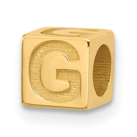 Alphabet Bead Letter G Charm Pendant in Real 14k Yellow Gold