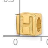 Alphabet Bead Letter H Charm Pendant in Real 14k Yellow Gold