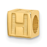Alphabet Bead Letter H Charm Pendant in Real 14k Yellow Gold