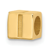 Alphabet Bead Letter I Charm Pendant in Real 14k Yellow Gold