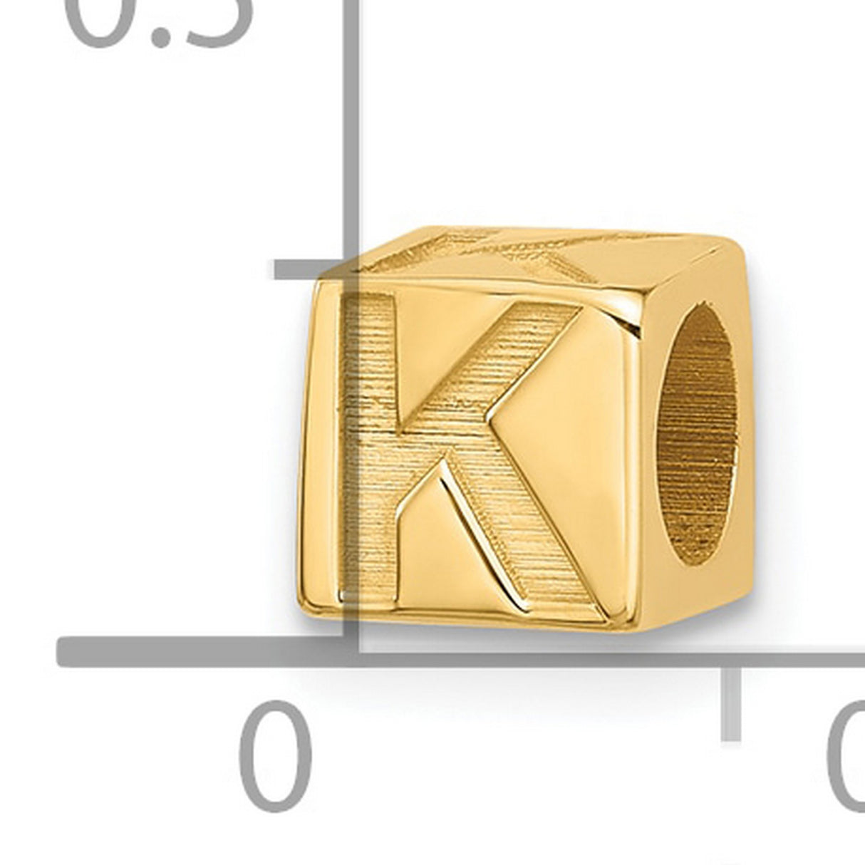 Alphabet Bead Letter K Charm Pendant in Real 14k Yellow Gold