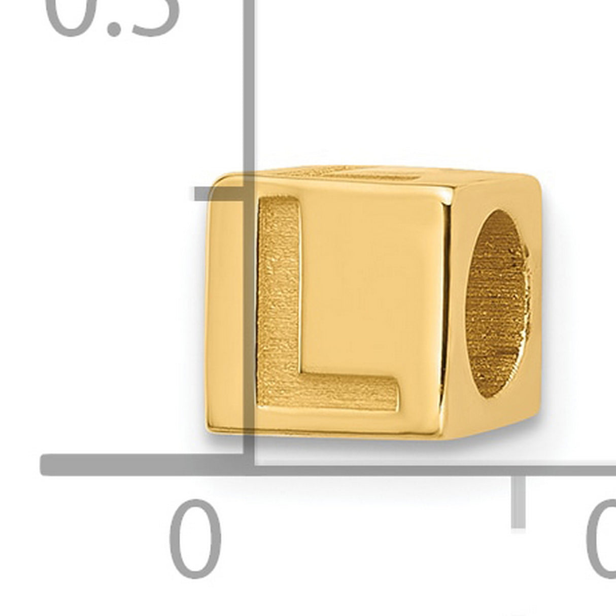 Alphabet Bead Letter L Charm Pendant in Real 14k Yellow Gold