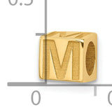 Alphabet Bead Letter M Charm Pendant in Real 14k Yellow Gold