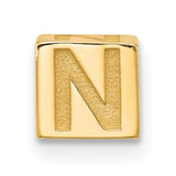 Alphabet Bead Letter N Charm Pendant in Real 14k Yellow Gold