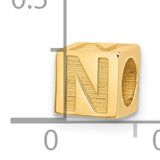 Alphabet Bead Letter N Charm Pendant in Real 14k Yellow Gold