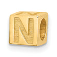 Alphabet Bead Letter N Charm Pendant in Real 14k Yellow Gold