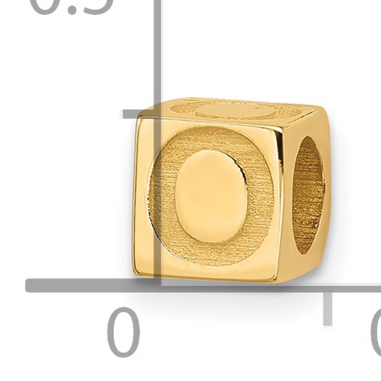 Alphabet Bead Letter O Charm Pendant in Real 14k Yellow Gold