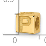Alphabet Bead Letter P Charm Pendant in Real 14k Yellow Gold