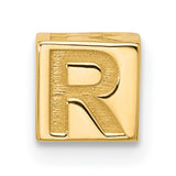 Alphabet Bead Letter R Charm Pendant in Real 14k Yellow Gold