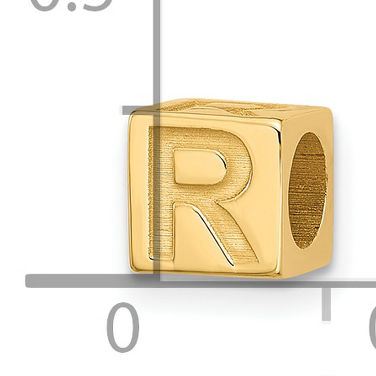 Alphabet Bead Letter R Charm Pendant in Real 14k Yellow Gold