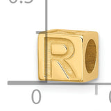 Alphabet Bead Letter R Charm Pendant in Real 14k Yellow Gold