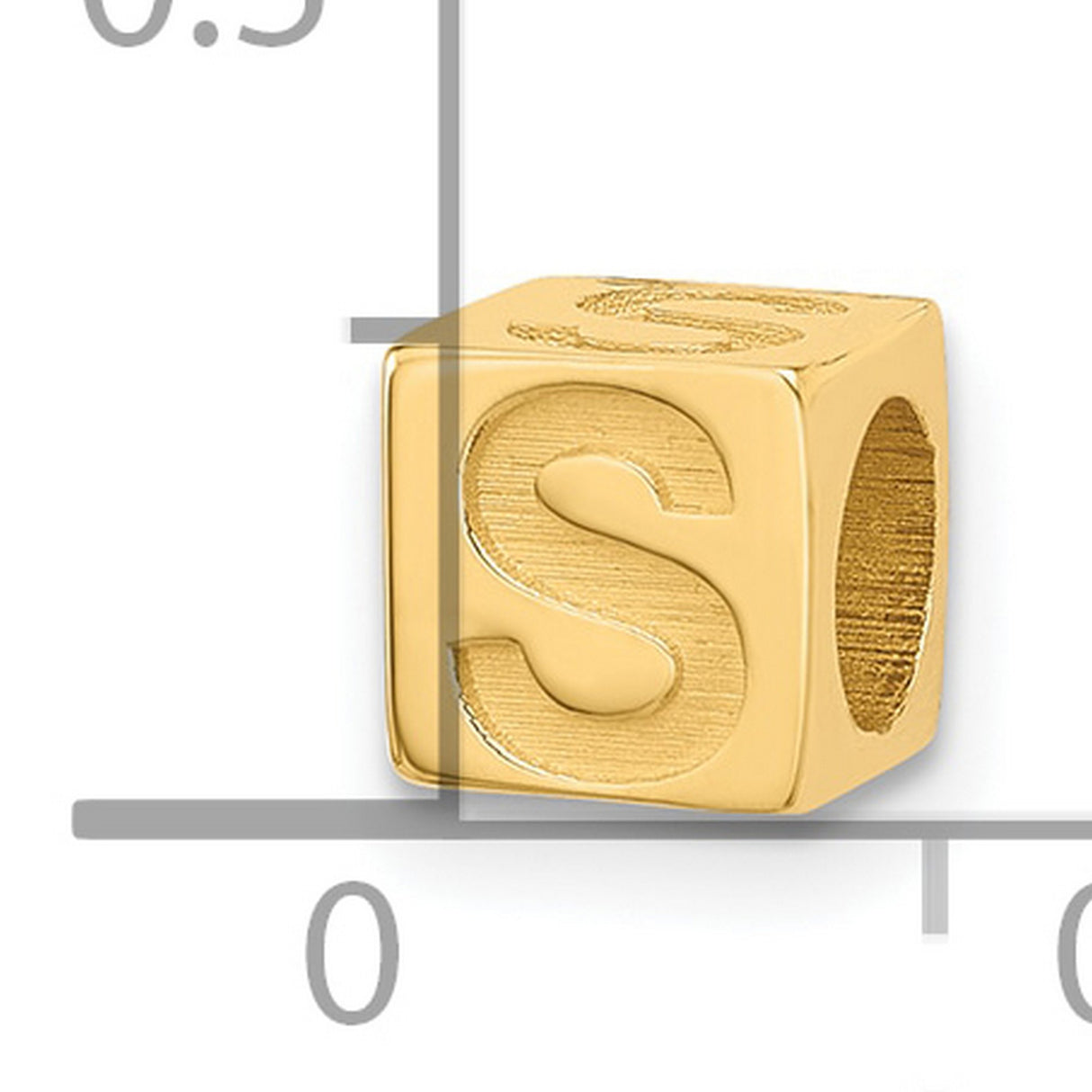 Alphabet Bead Letter S Charm Pendant in Real 14k Yellow Gold