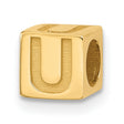 Alphabet Bead Letter U Charm Pendant in Real 14k Yellow Gold