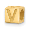 Alphabet Bead Letter V Charm Pendant in Real 14k Yellow Gold