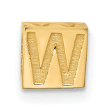 Alphabet Bead Letter W Charm Pendant in Real 14k Yellow Gold