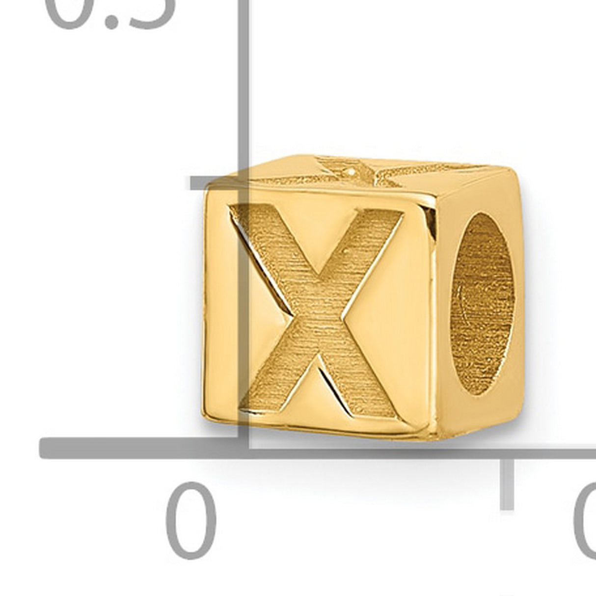 Alphabet Bead Letter X Charm Pendant in Real 14k Yellow Gold