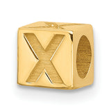 Alphabet Bead Letter X Charm Pendant in Real 14k Yellow Gold
