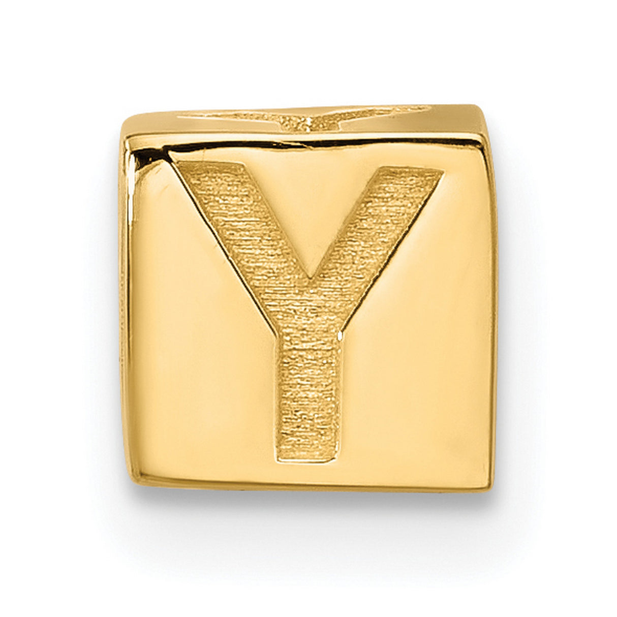 Alphabet Bead Letter Y Charm Pendant in Real 14k Yellow Gold